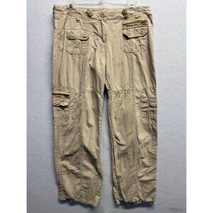 SO Beige Cargo Pants Womens Size 11 With Multiple Pockets & Adjustable Waist
